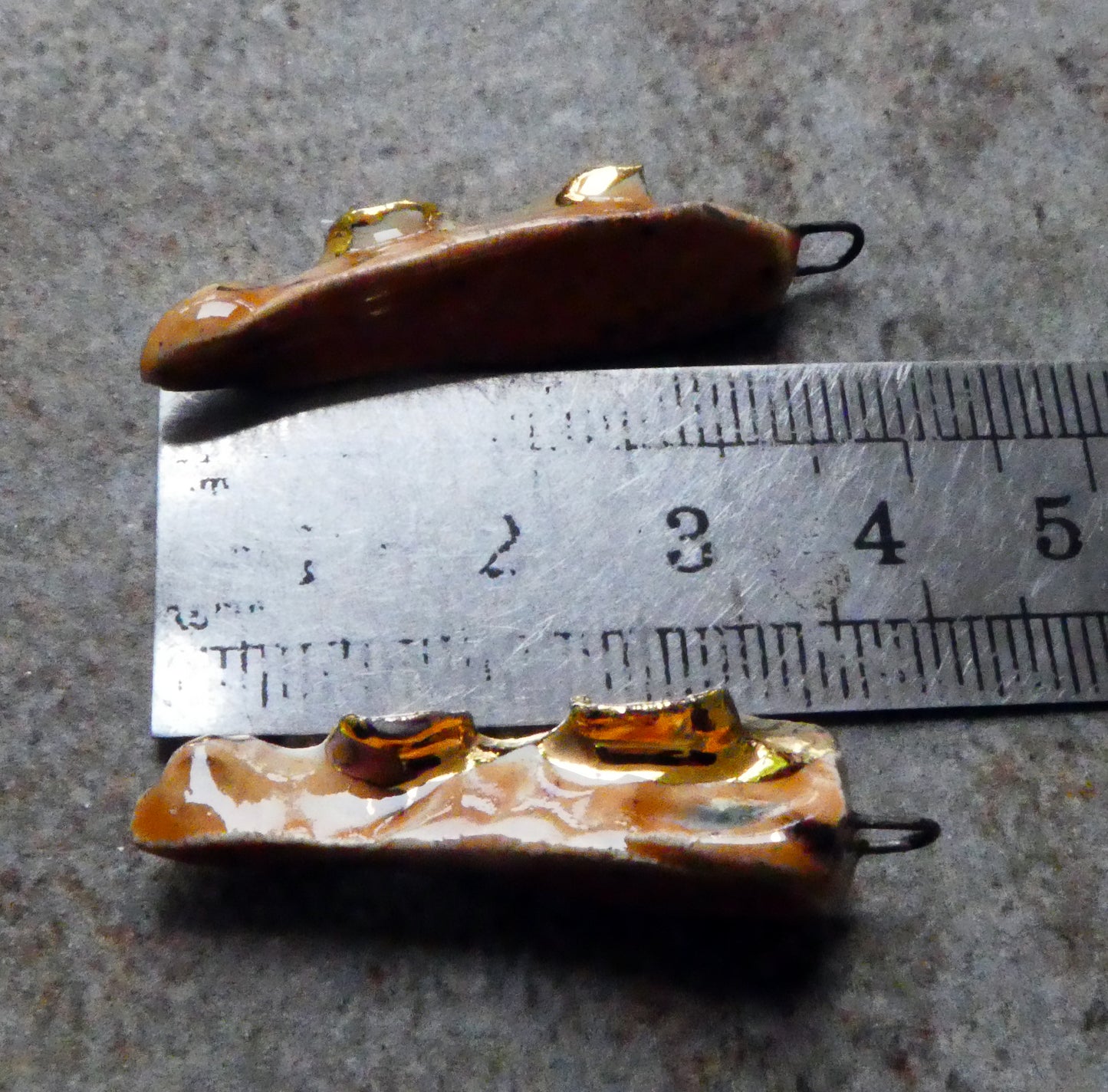 Ceramic Frilly Front Earring Charms -Cognac
