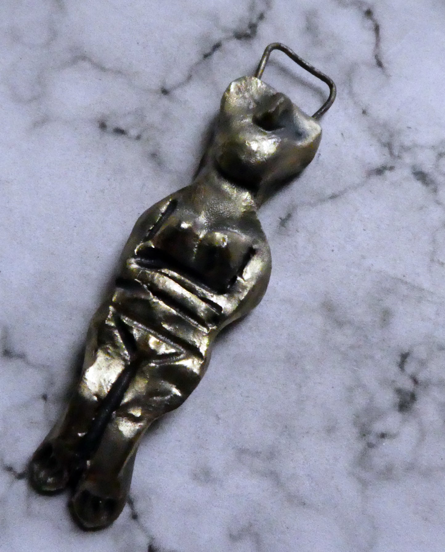 Ceramic Cycladic Bronzed Figure Pendant