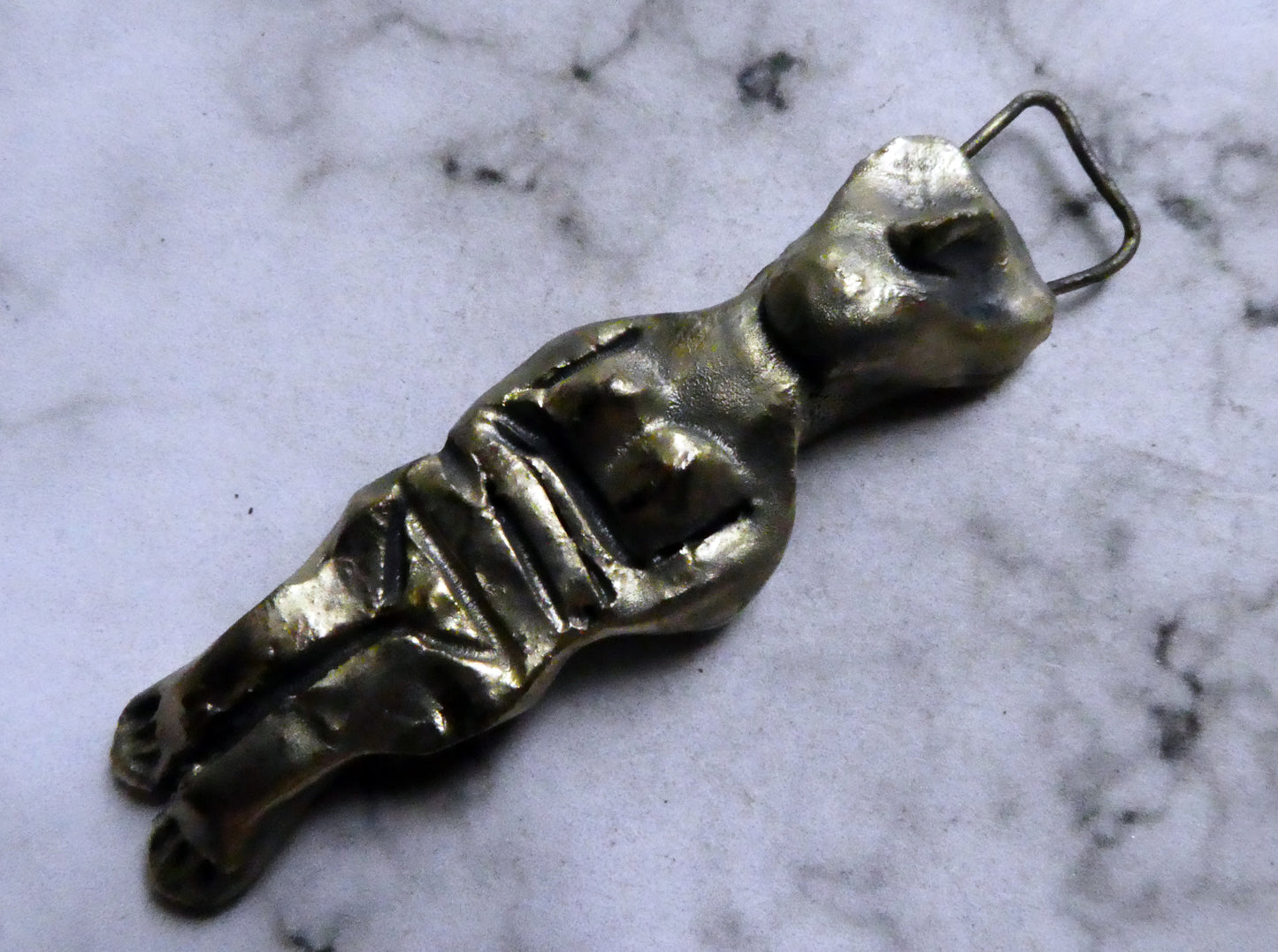 Ceramic Cycladic Bronzed Figure Pendant