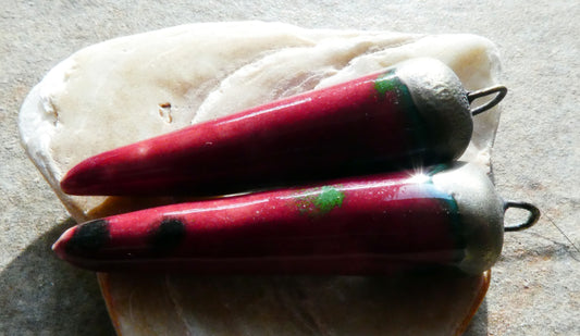 Ceramic Spikes Earring Charms -Maroon Lagoon