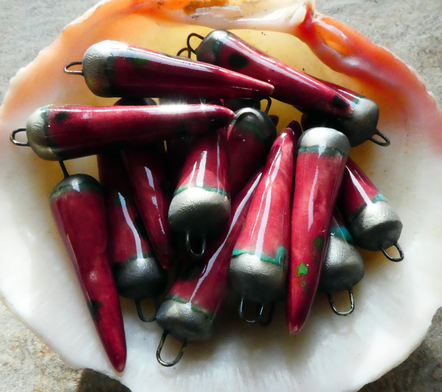 Ceramic Spikes Earring Charms -Maroon Lagoon