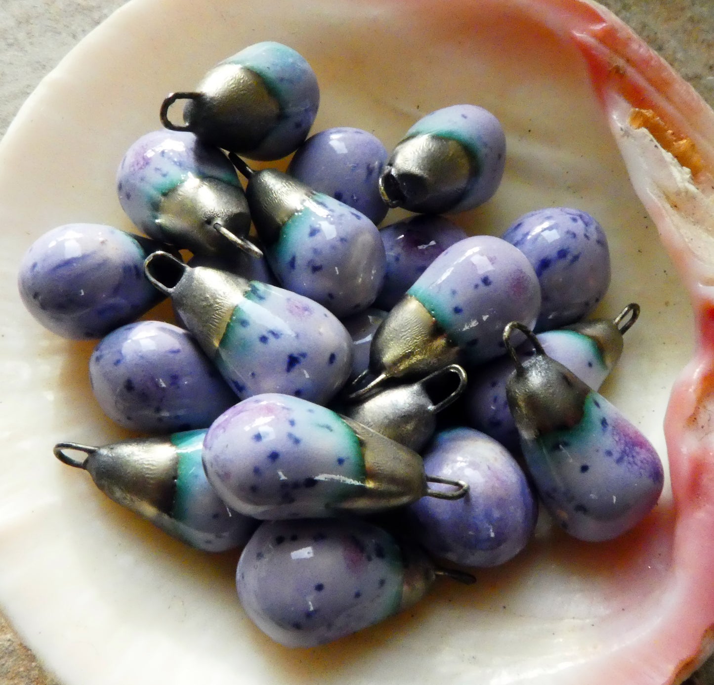 Ceramic Drops Earring Charms -Purple Reign