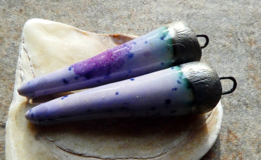 Ceramic Spikes Earring Charms -Purple Reign