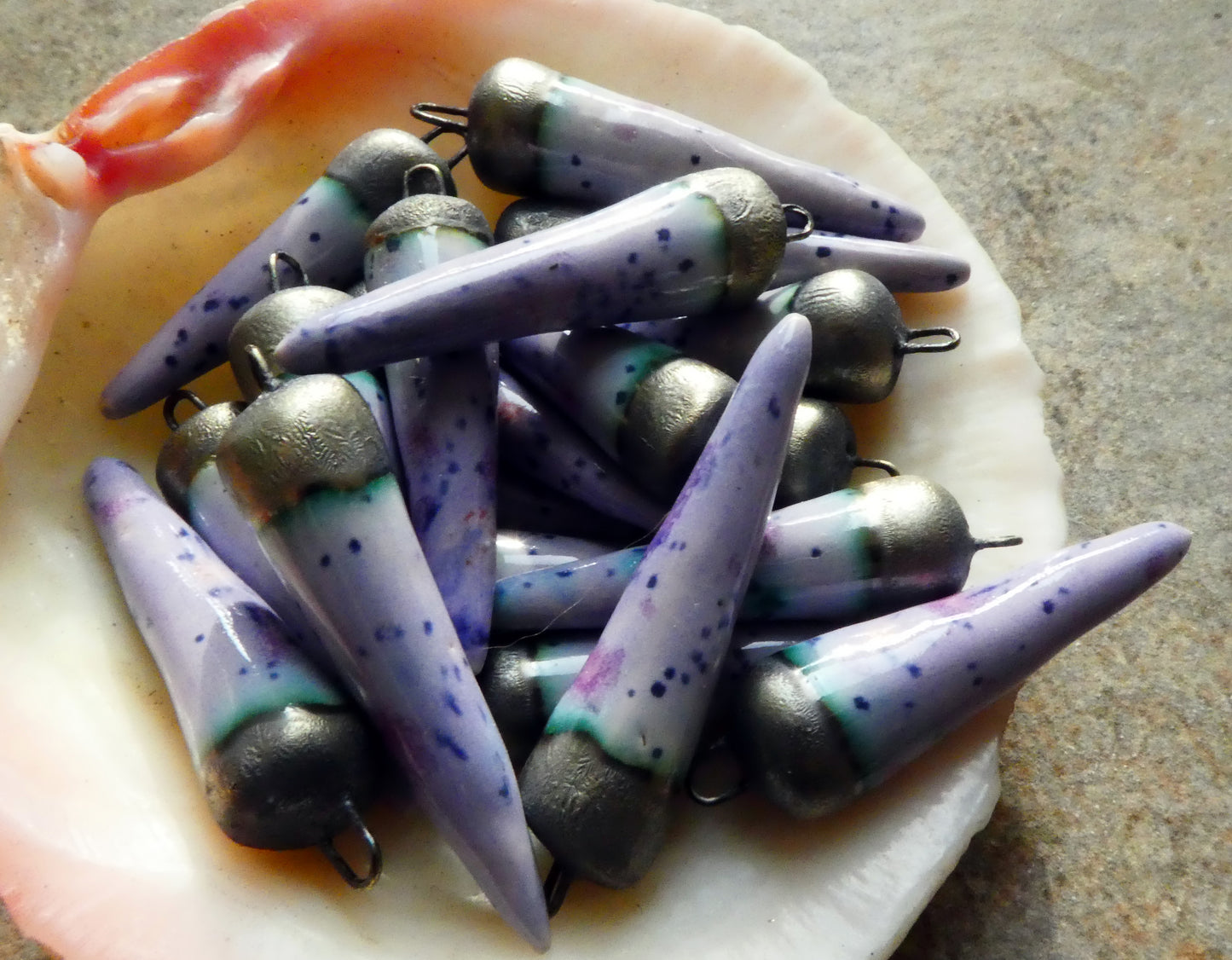 Ceramic Spikes Earring Charms -Purple Reign