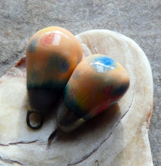 Ceramic Drops Earring Charms -Peach Party