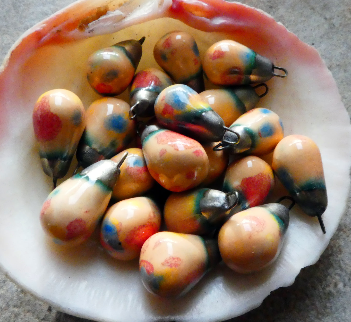 Ceramic Drops Earring Charms -Peach Party