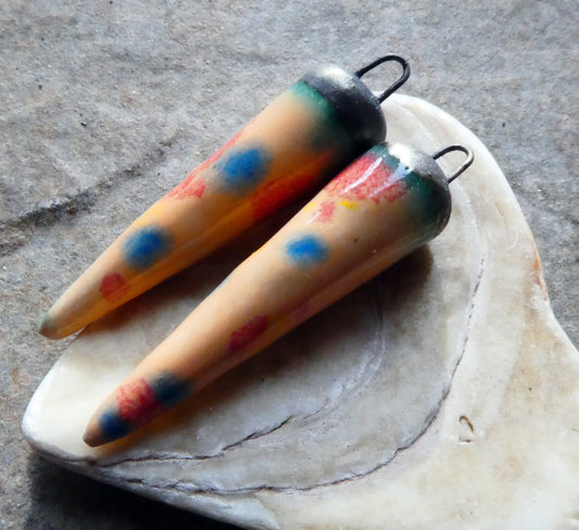 Ceramic Spikes Earring Charms -Peach Party