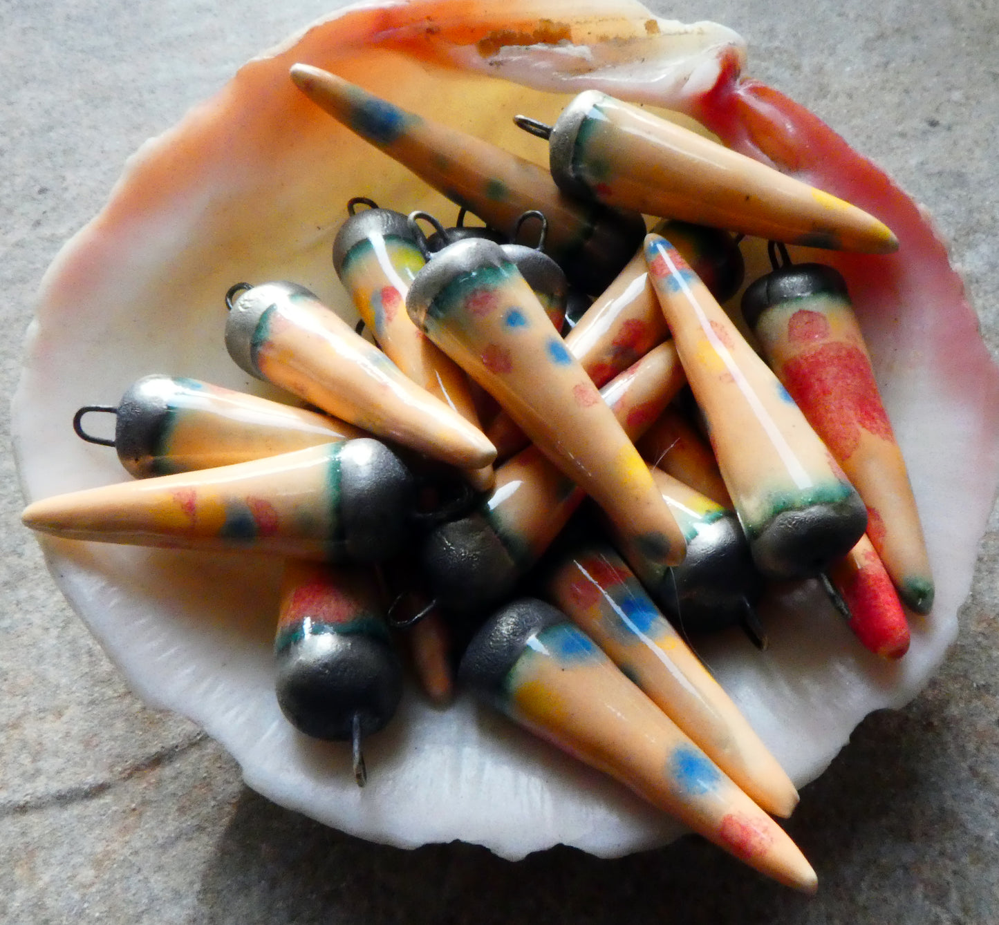 Ceramic Spikes Earring Charms -Peach Party