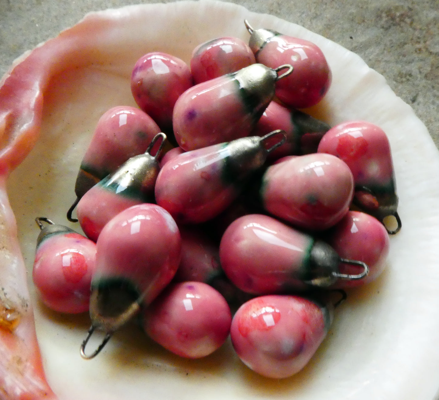 Ceramic Drops Earring Charms -Berry Tart