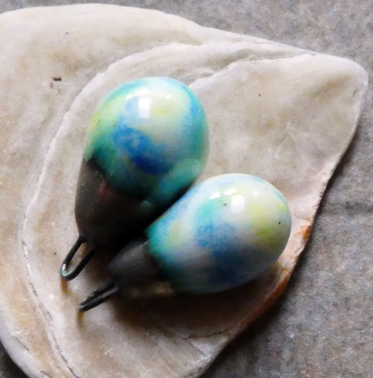 Ceramic Drops Earring Charms -Gogh Iris