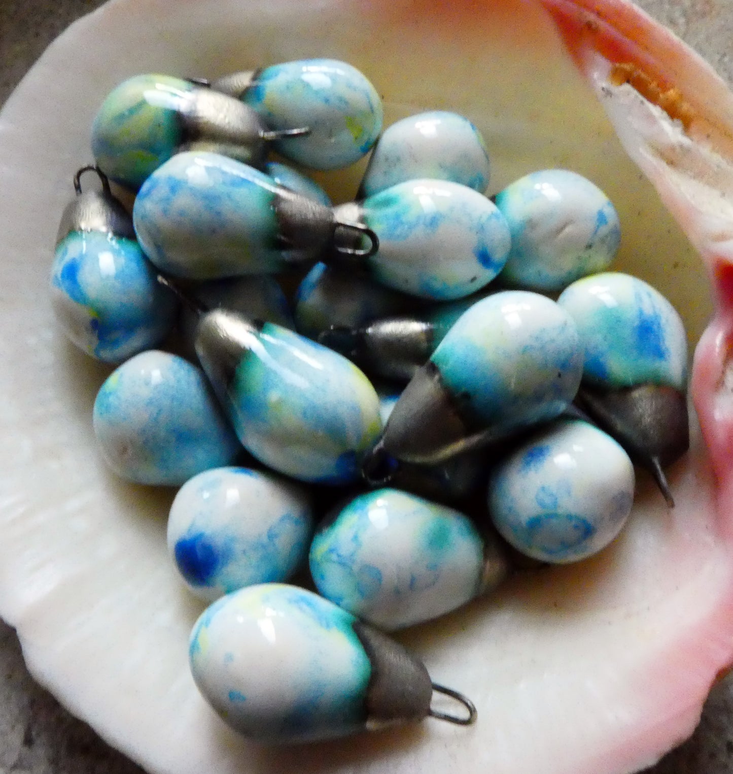 Ceramic Drops Earring Charms -Gogh Iris