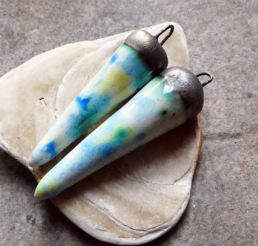 Ceramic Spikes Earring Charms -Gogh Iris