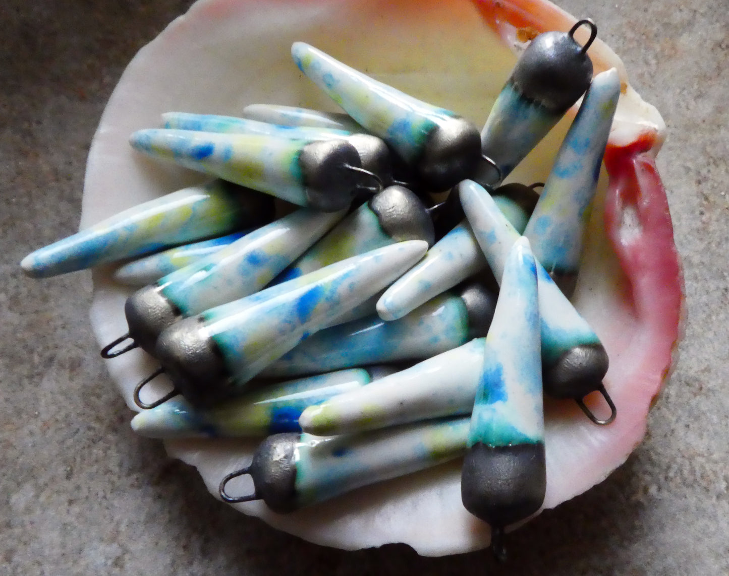 Ceramic Spikes Earring Charms -Gogh Iris