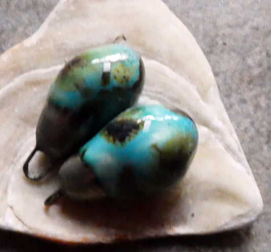 Ceramic Drops Earring Charms -Blue Guppy