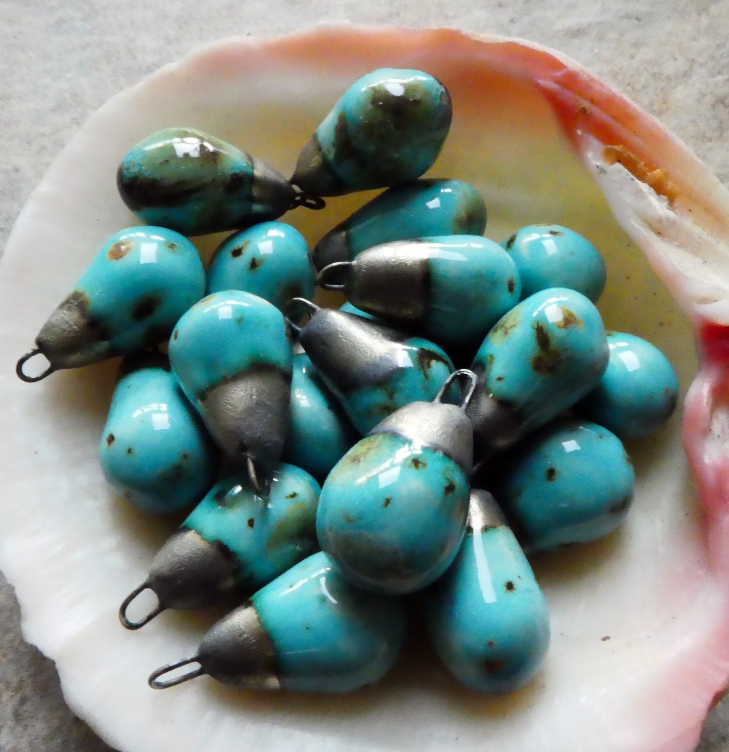 Ceramic Drops Earring Charms -Blue Guppy
