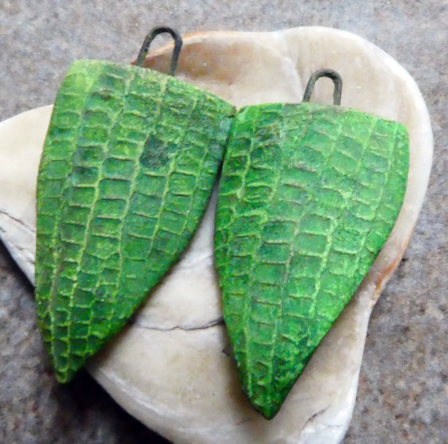Ceramic Snakeskin Textured Spear Earring Charms #4