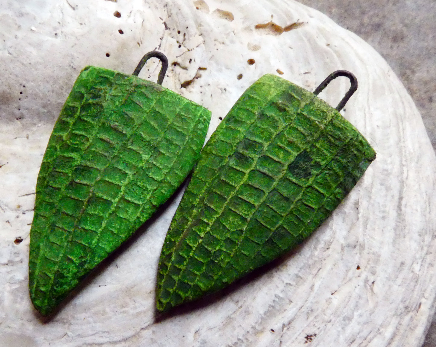 Ceramic Snakeskin Textured Spear Earring Charms #4