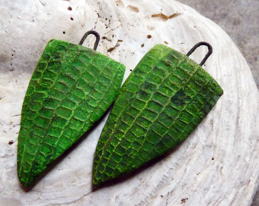 Ceramic Snakeskin Textured Spear Earring Charms #4