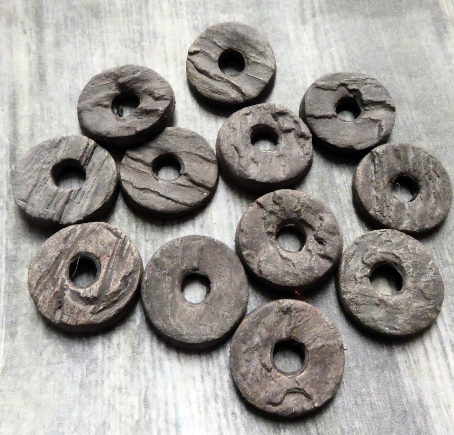 Ceramic Driftwood Disc Beads