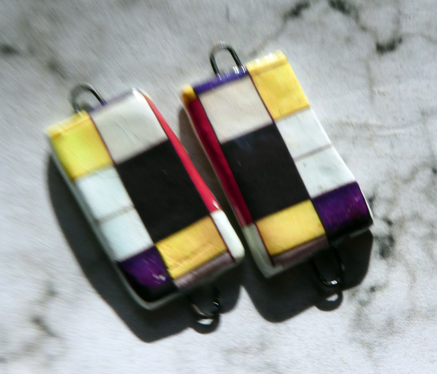 Porcelain Mondriaan Decal Earring Connectors - #2