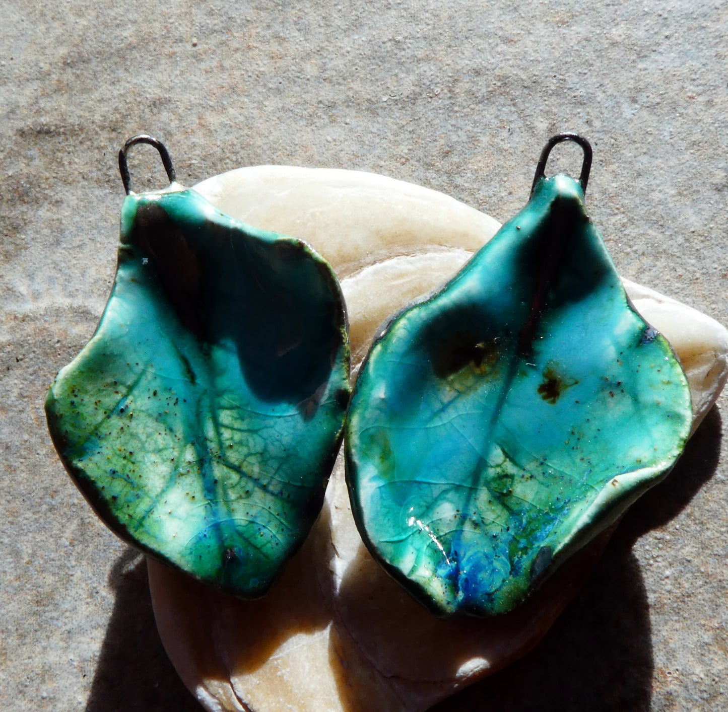 Ceramic Super Slim Spring Leaf Earring Charms #1