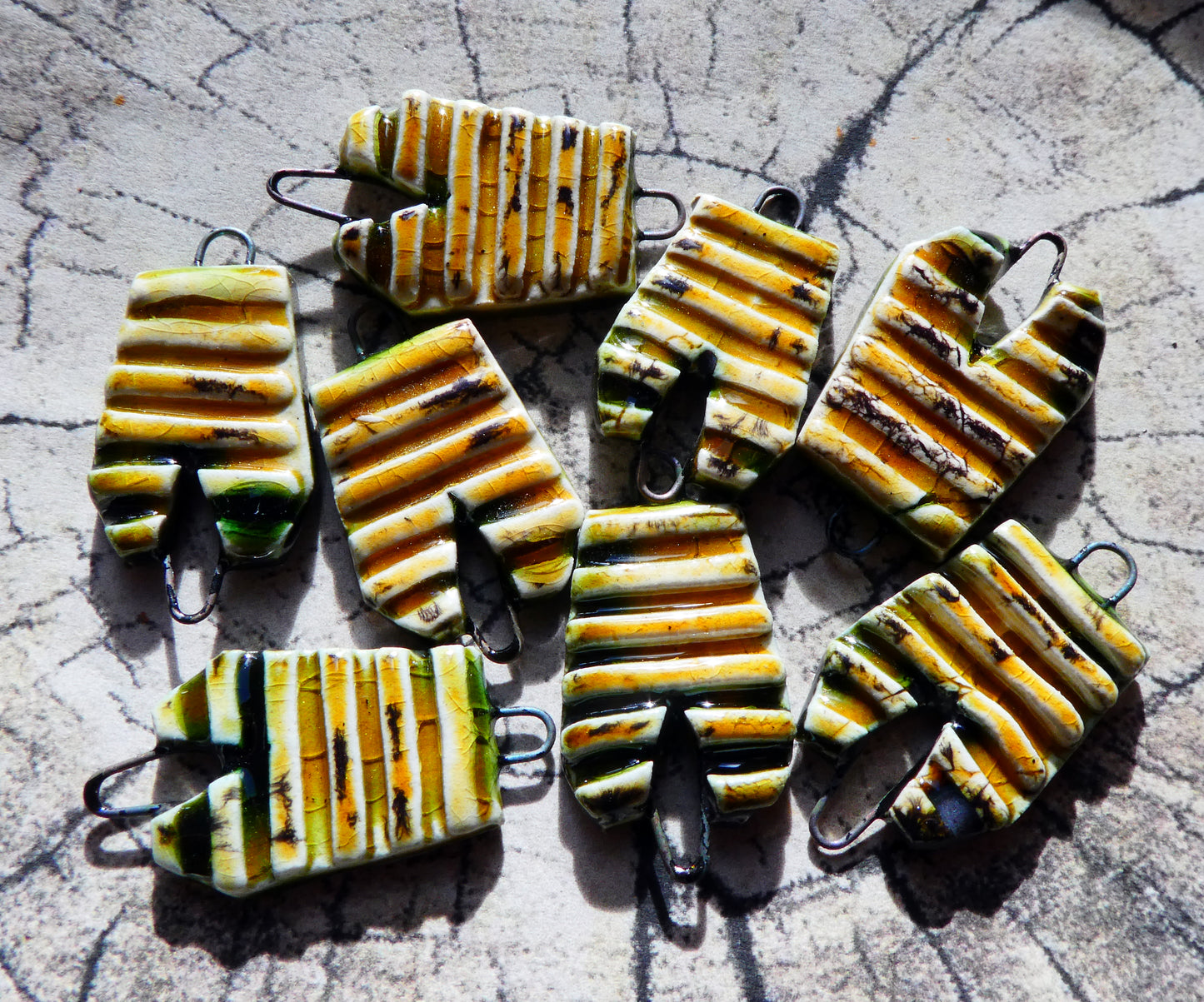 Ceramic Bee Hive Earring Connectors - Dune
