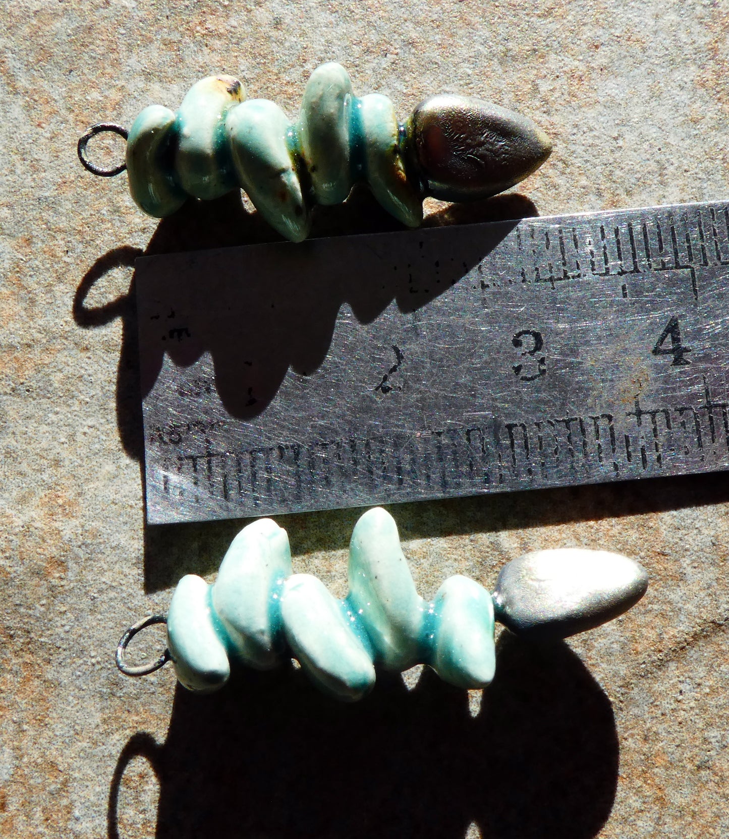 Ceramic Leafy Branch Earring Dangles - Blue Guppy