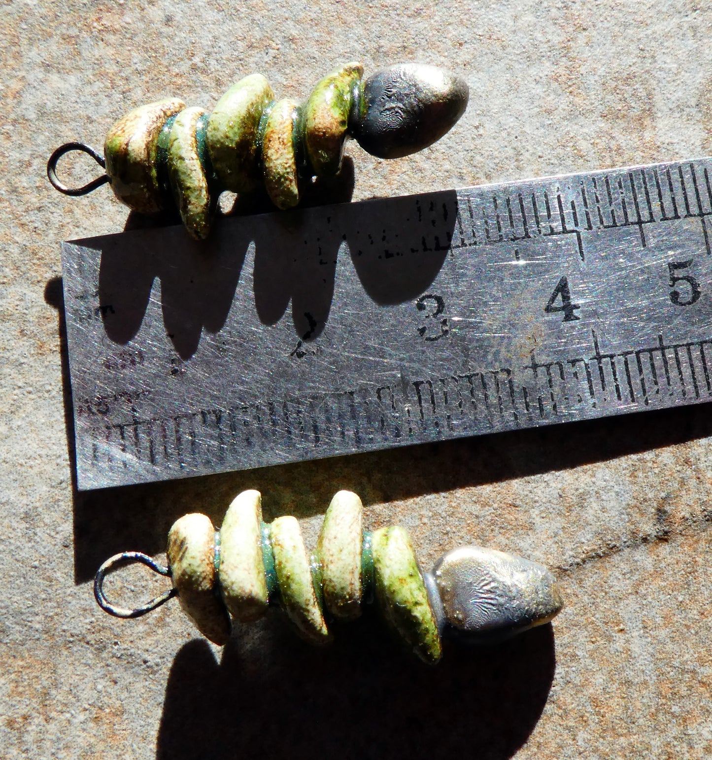 Ceramic Leafy Branch Earring Dangles -Pagoda