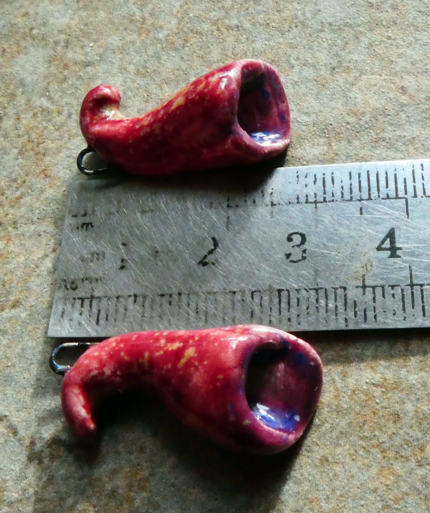 Ceramic Foxglove Flower Earring Charms - Strawberry Sundae