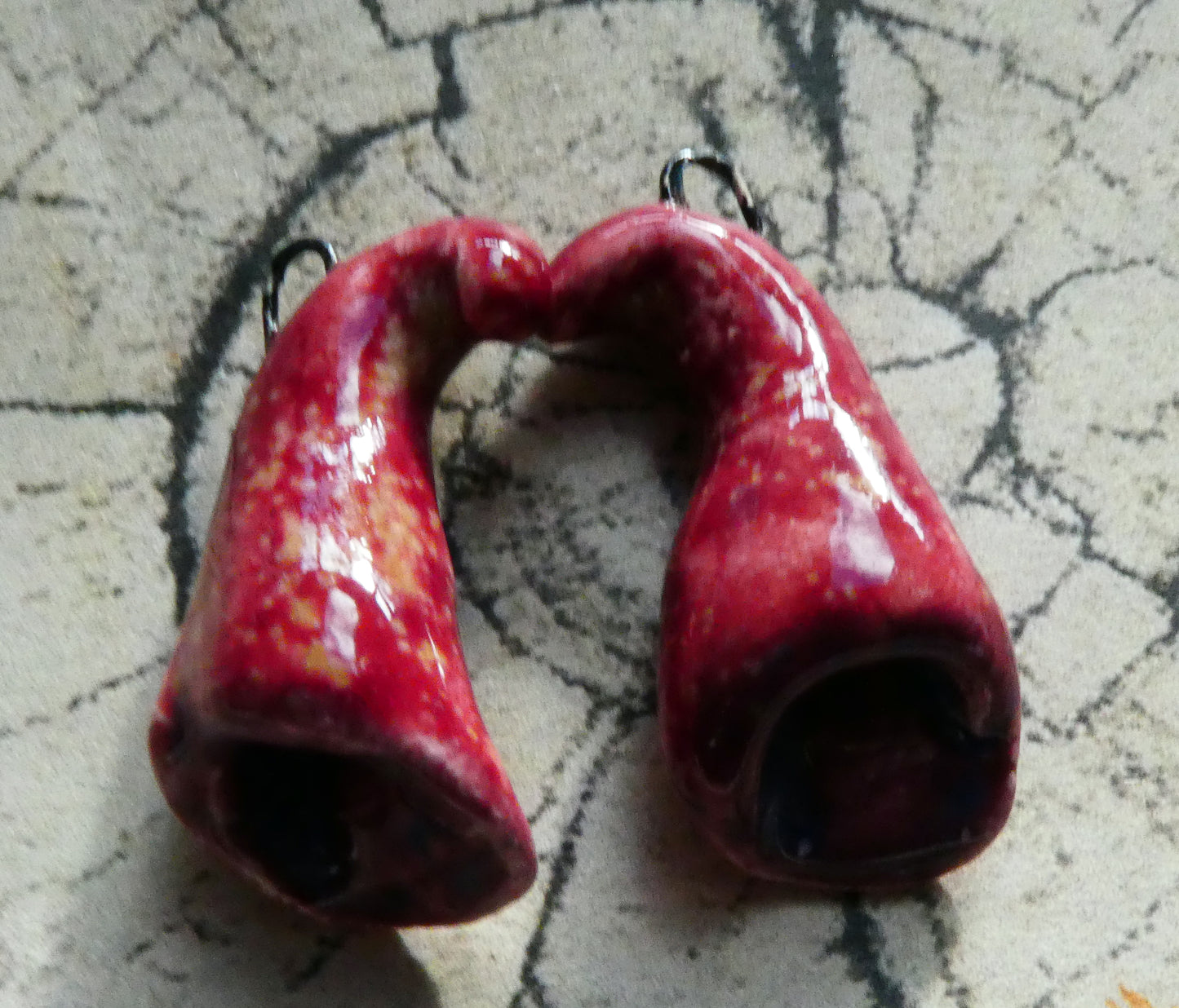 Ceramic Foxglove Flower Earring Charms - Strawberry Sundae