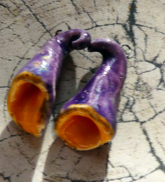 Ceramic Foxglove Flower Earring Charms - Cosmic Grape