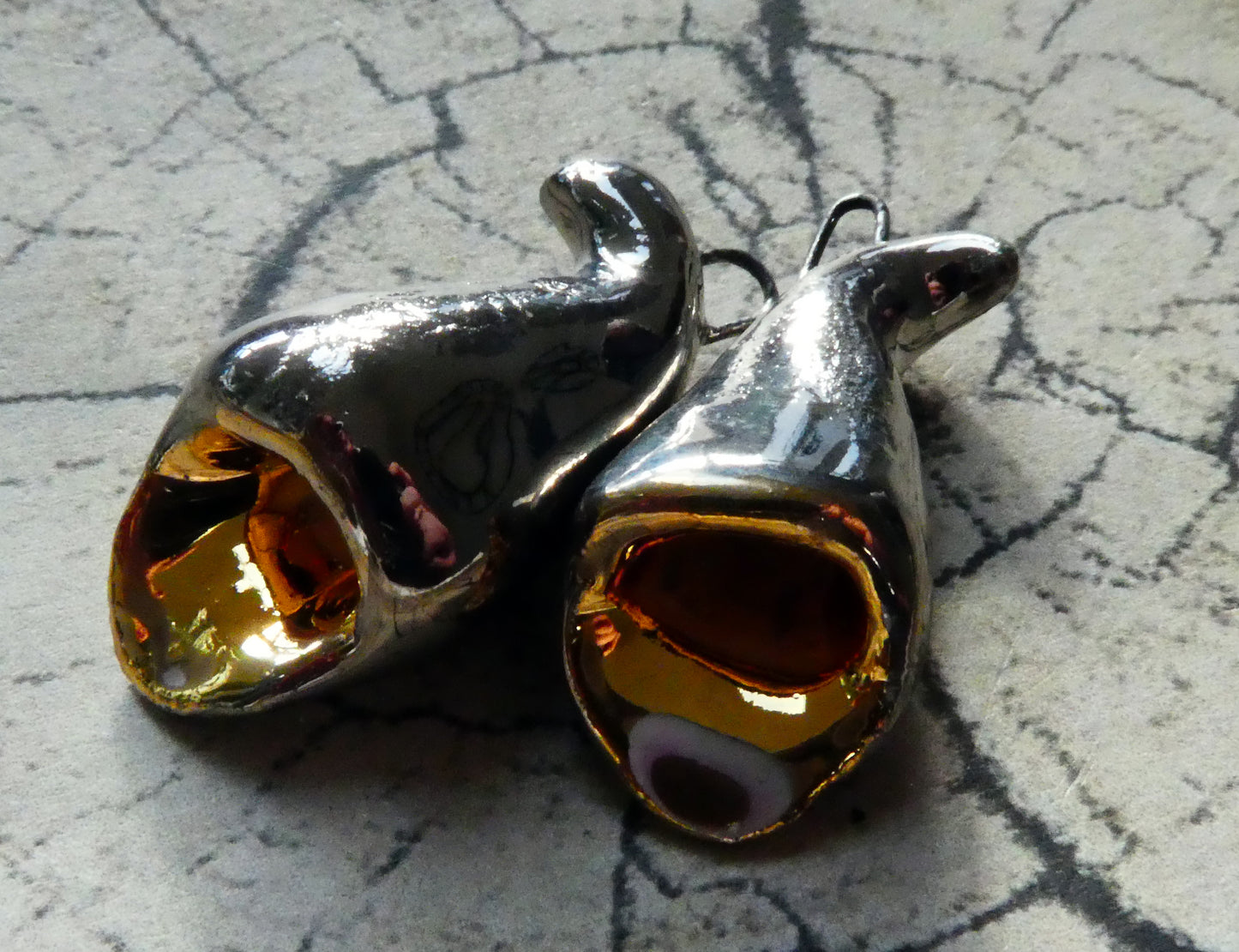 Ceramic Foxglove Flower Earring Charms - Platinum