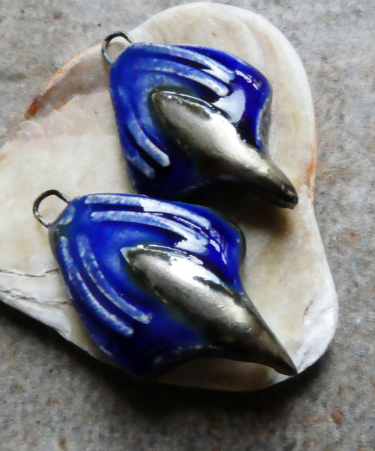 Ceramic Talon Charms- Mirror Blue