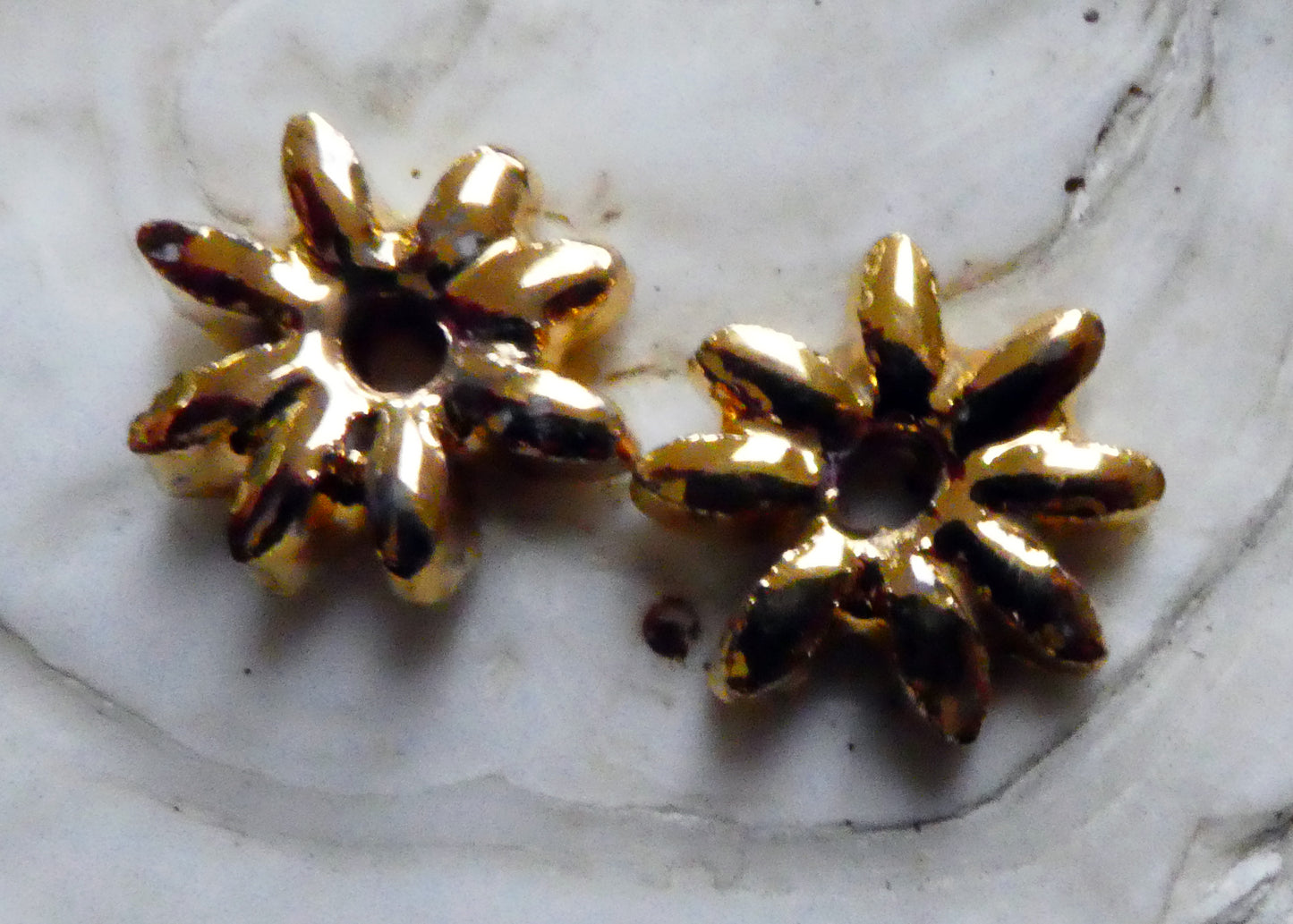 Ceramic Little Flower Beads -Gold Lustre