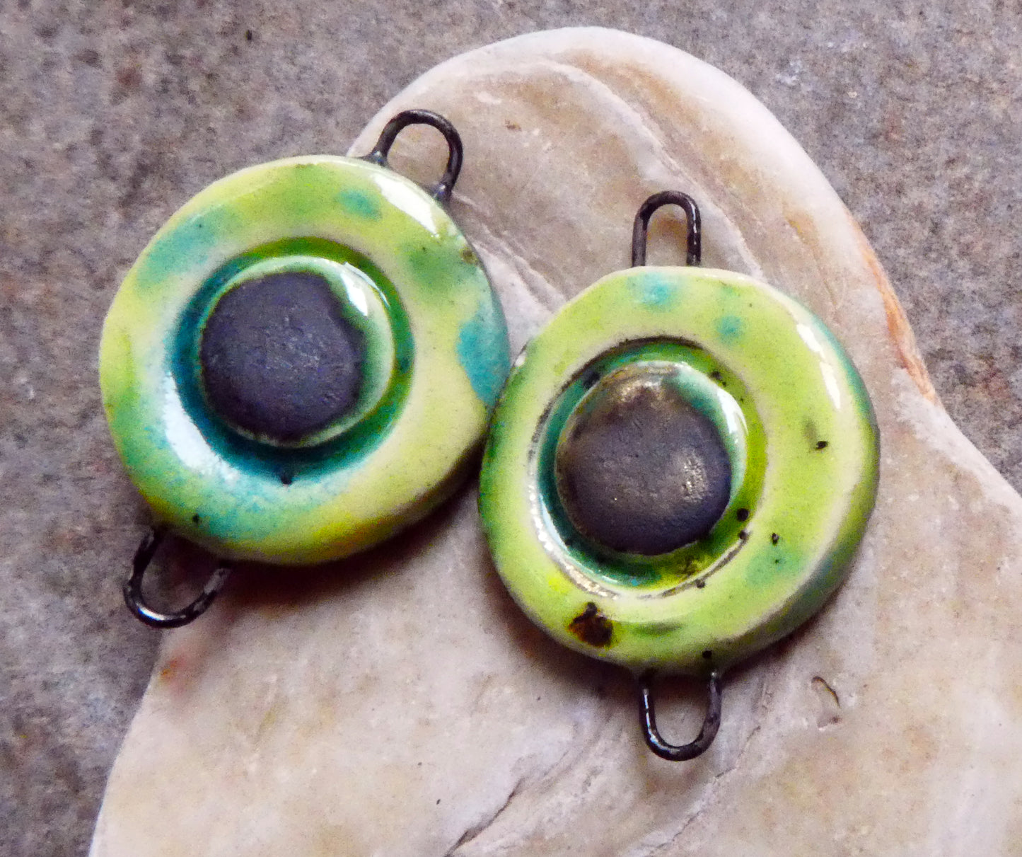 Ceramic Disc Earring Connectors - Meadow