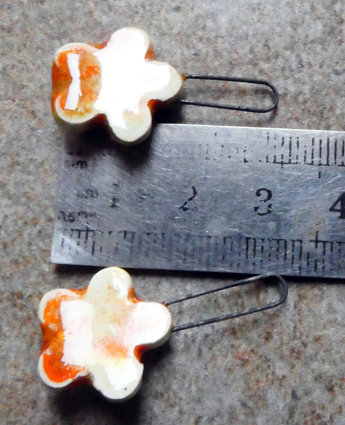 Ceramic Long Hoop Flower Earring Charms -Tiger Lily