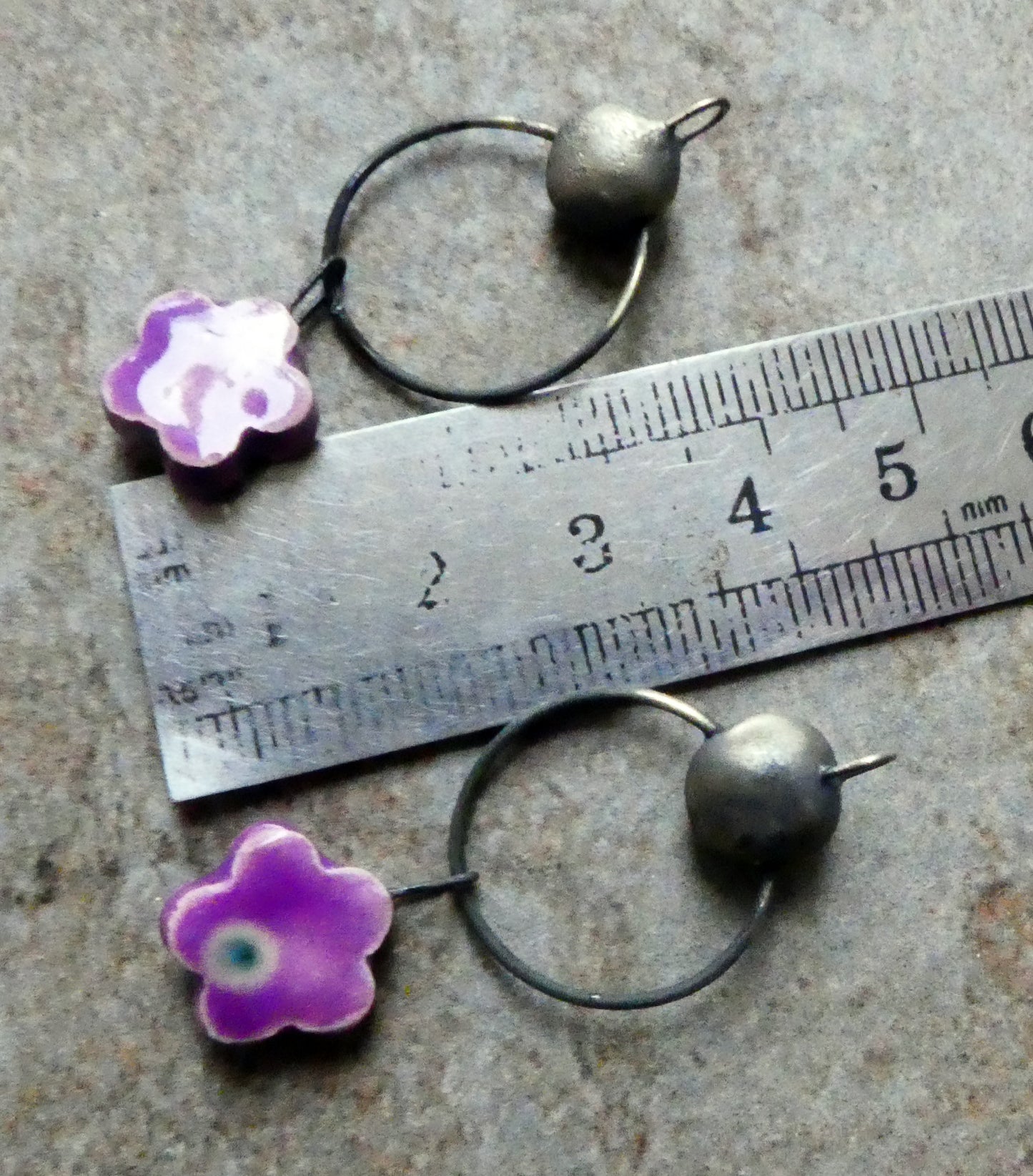 Ceramic Hoopy Flower Dangles - Grapel