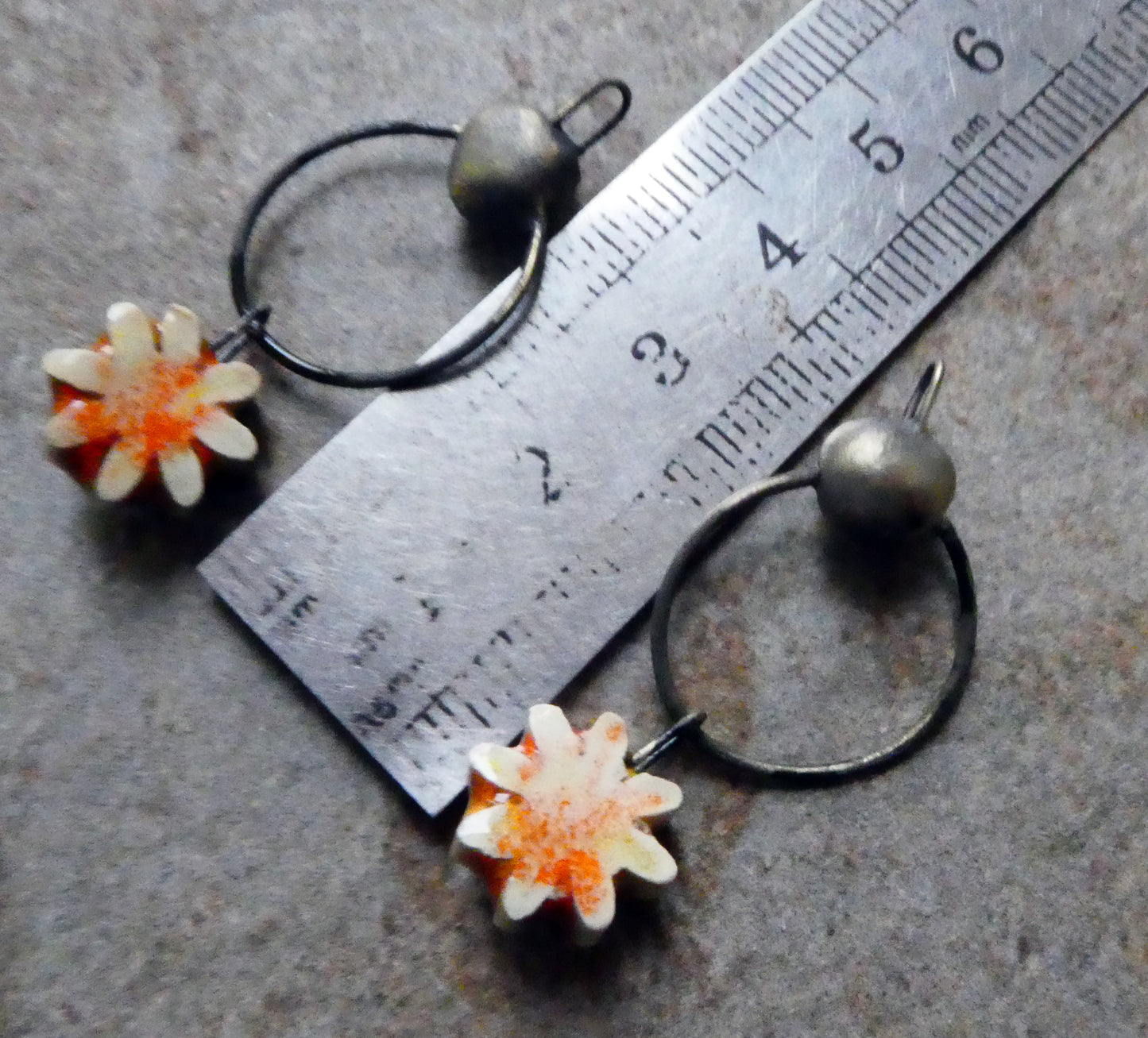 Ceramic Hoopy Flower Dangles- Tiger Lily