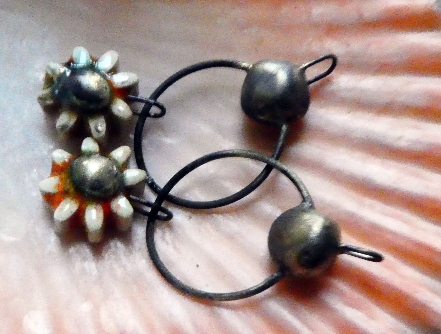 Ceramic Hoopy Flower Dangles- Tiger Lily