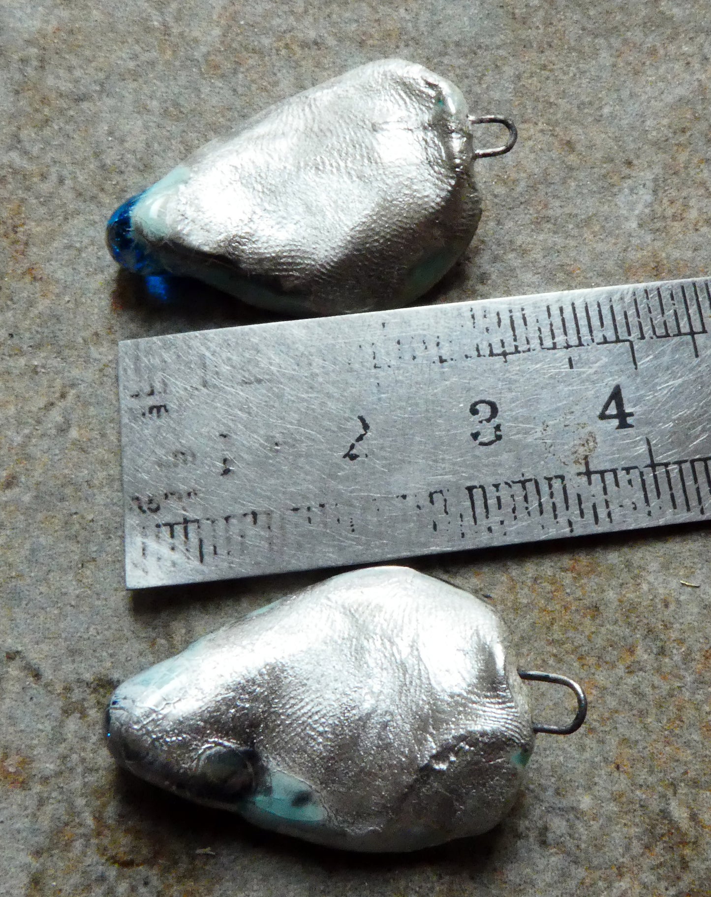 Ceramic Shell Textured Petal Charms -Mirror Blue