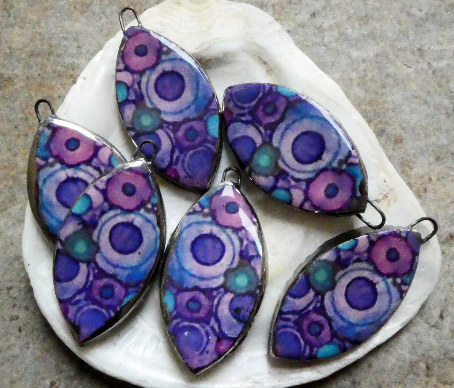 Ceramic Painted Drop Decal Earring Charms #1