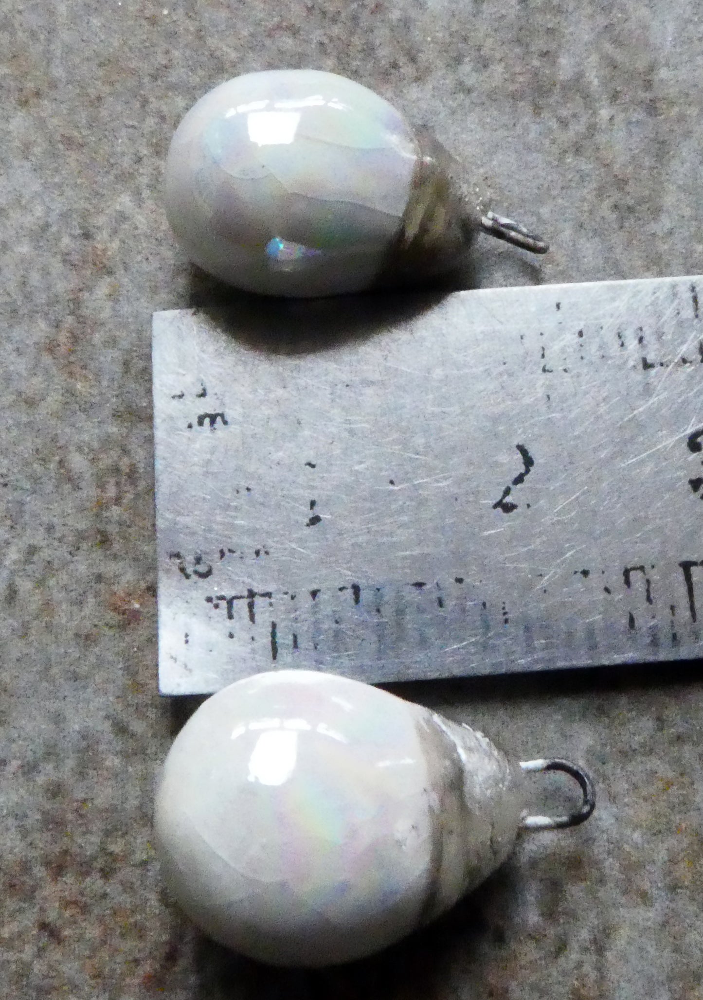 Porcelain Drops Earring Charms -Mother of Pearl Lustre