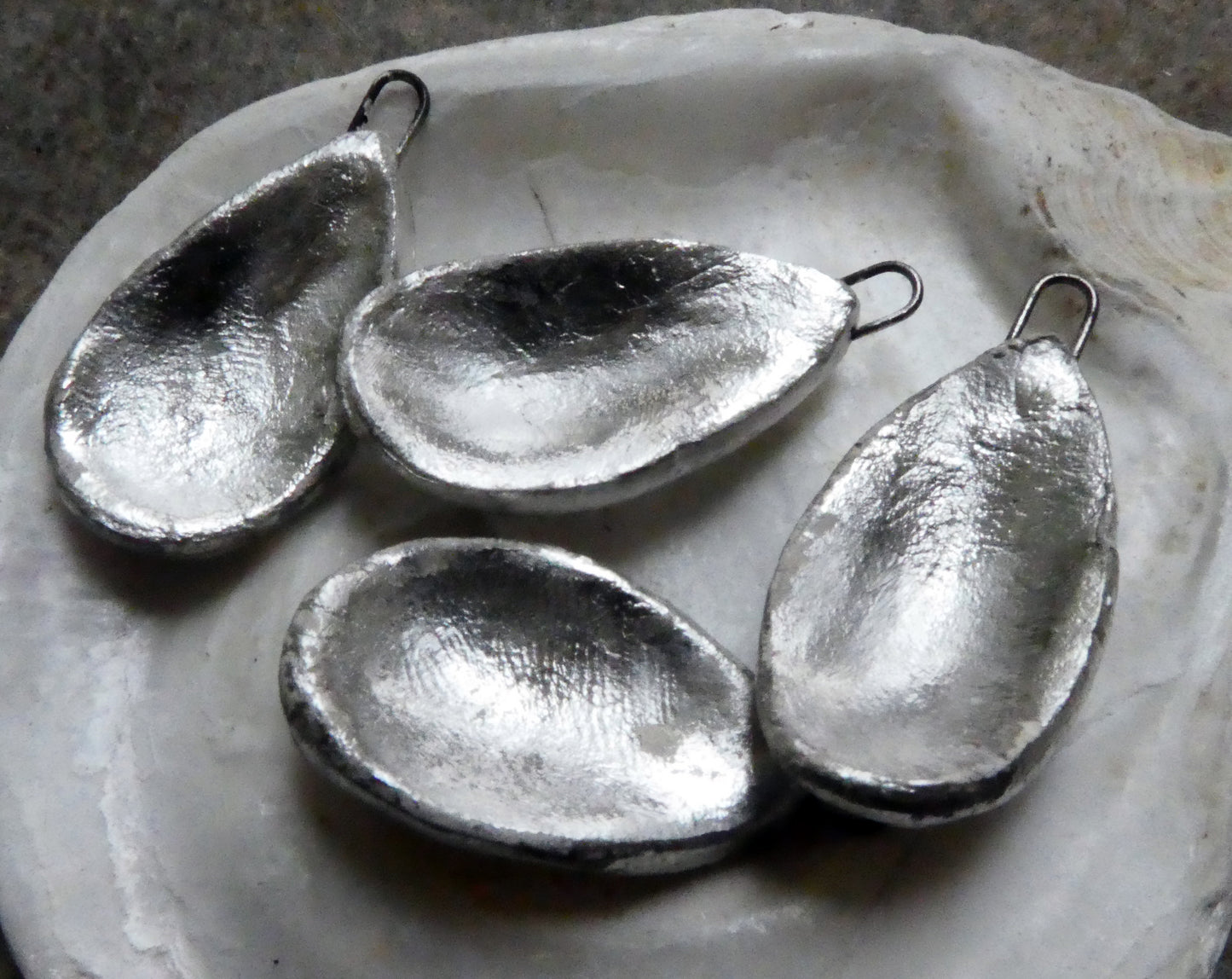 Ceramic Scoop Charms - Fine Silver