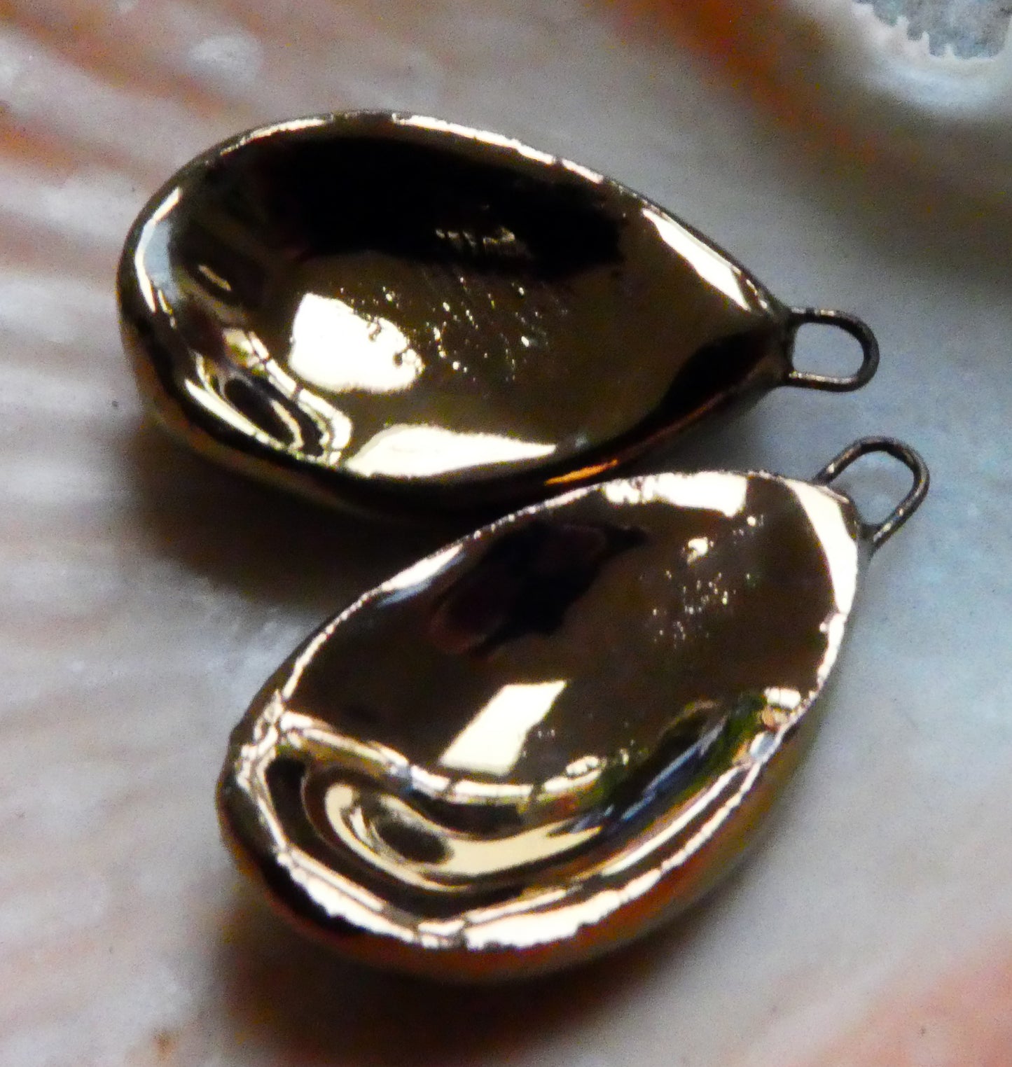 Ceramic Scoop Charms - Bronze Lustre