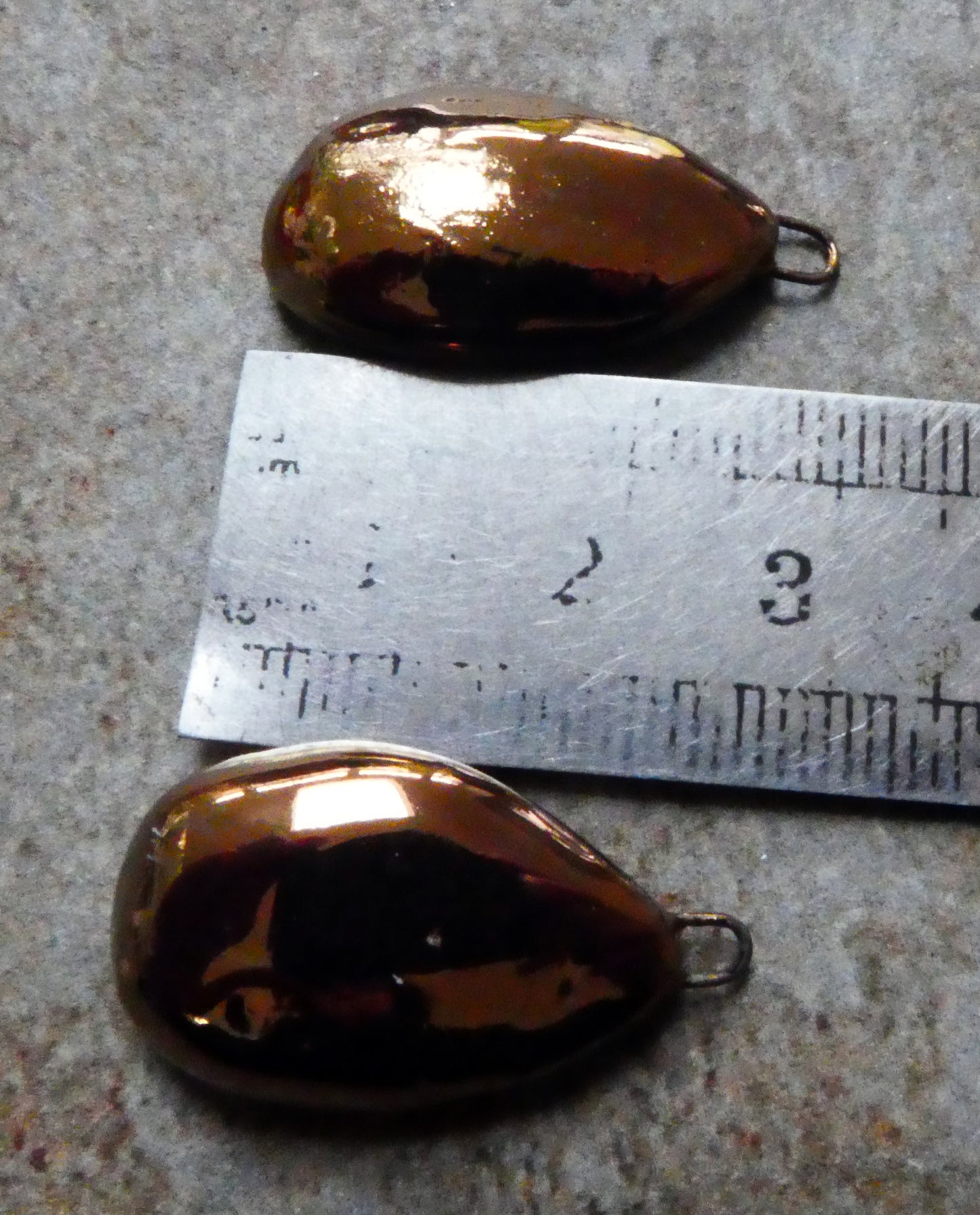 Ceramic Scoop Charms - Bronze Lustre