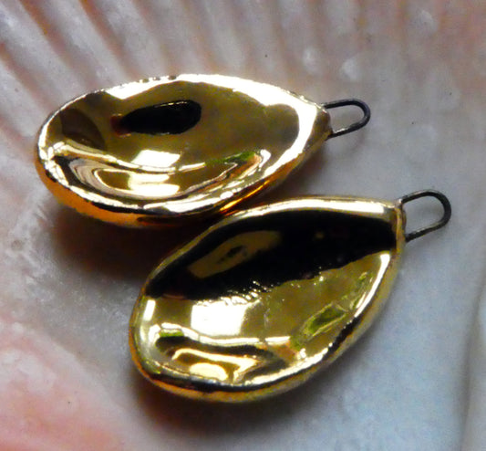 Ceramic Scoop Charms - Gold Lustre