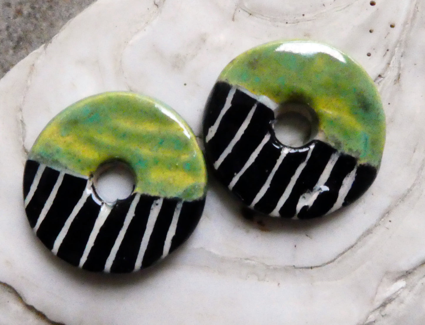 Ceramic Sgraffito Disc Charms - Supernova