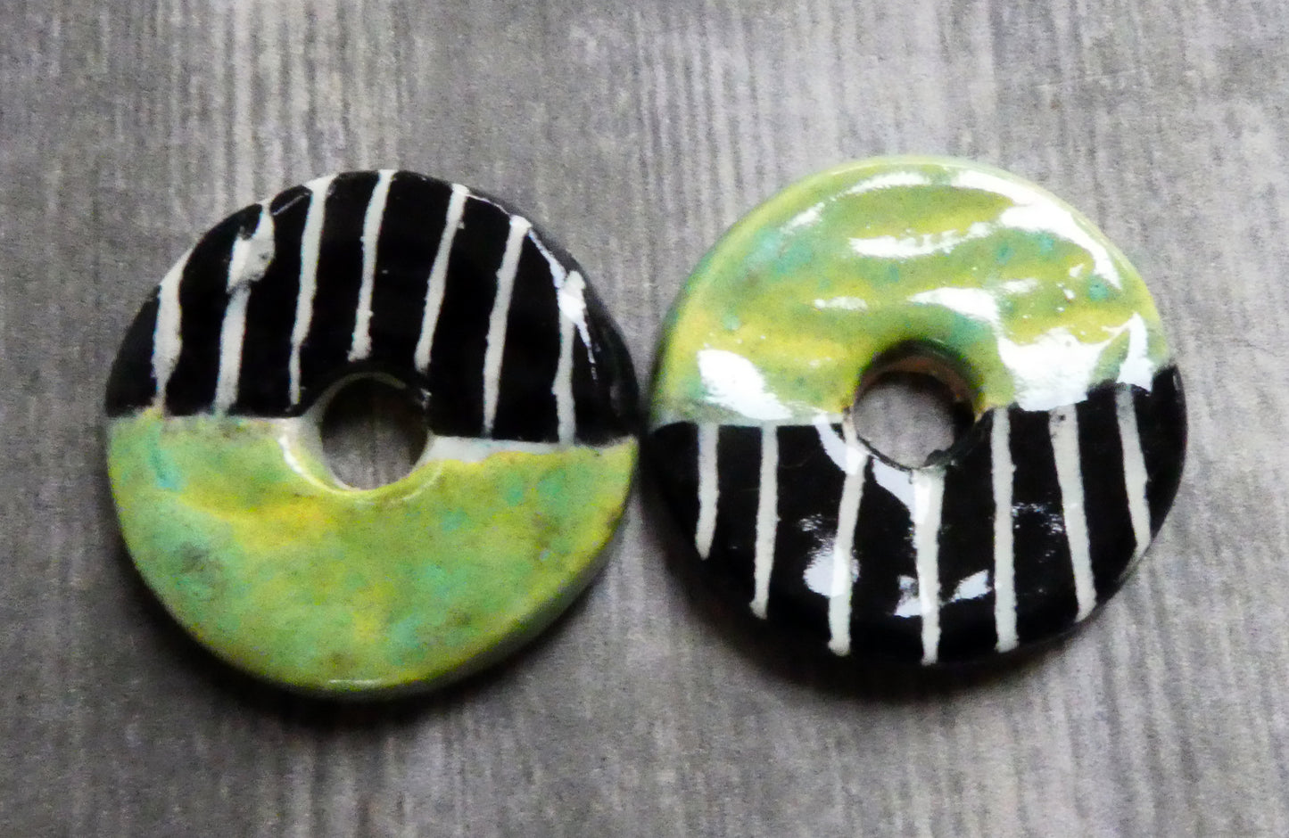 Ceramic Sgraffito Disc Charms - Supernova