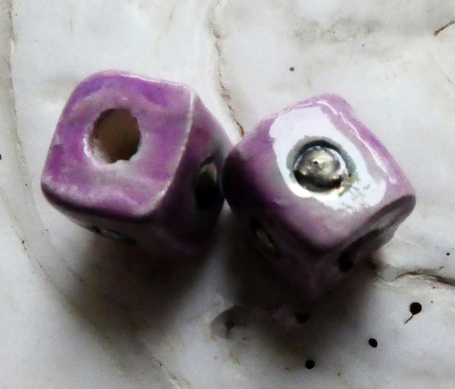 Ceramic Little Cube Beads -Grapel