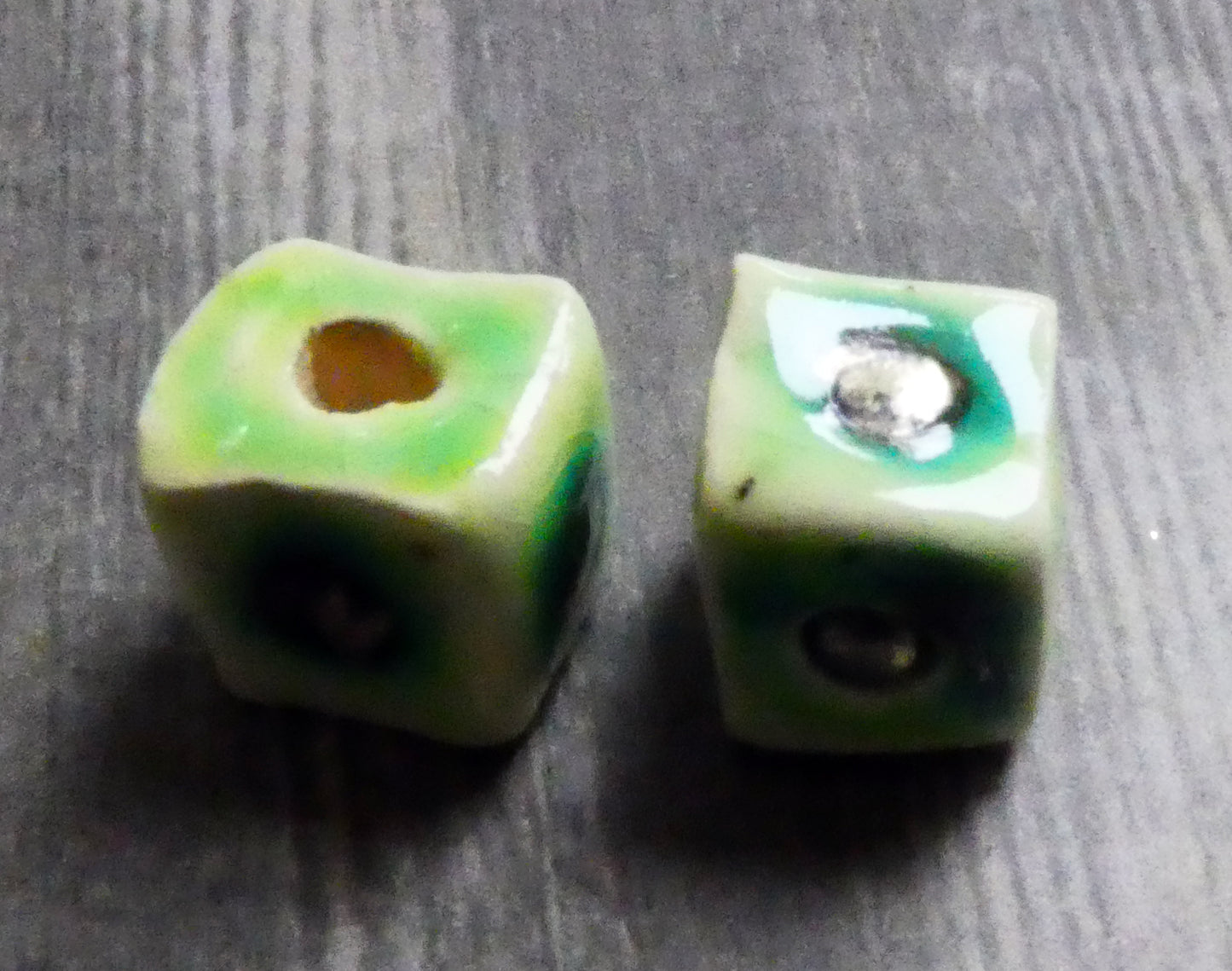 Ceramic Little Cube Beads - Lime